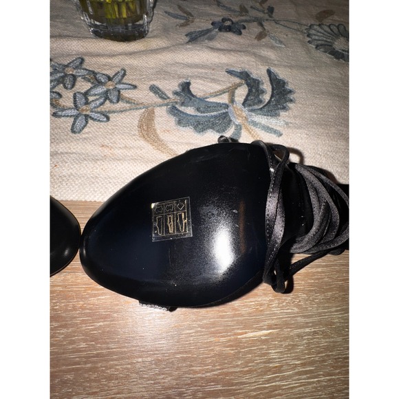 Magda Butrym Black Satin Crystal Embellished Lace Up Stiletto  Heels 39 NWOB - Picture 12 of 13